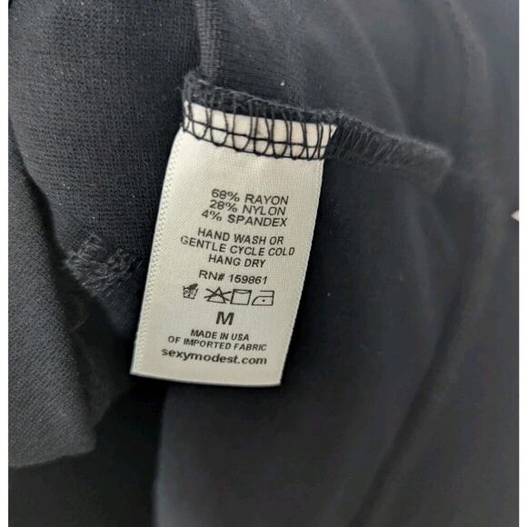 Brigitte Brianna Gia Dress Black Sheath Double Ponte Knit Sexy Modest Pockets M - Picture 7 of 7